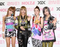 2NE1の日本初ツアーが19日、横浜アリーナーでスタートした。写真はフォトセッションにて。左からBOM(27)、CL(20)、DARA(26)、MINZY(17)