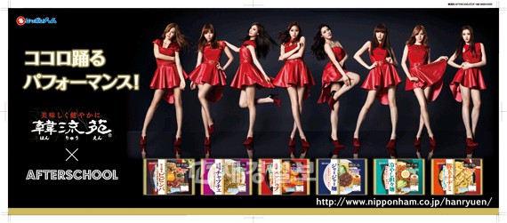 日韓を行き来しながら活発な活動を繰り広げているAFTERSCHOOLが、日本ハムの手軽に作れる韓国料理シリーズ「韓流苑」の広告モデルに抜擢された。
