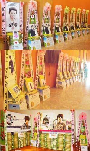 韓国SBS新週末ドラマ『紳士の品格』に出演するキム・ミンジョン、キム・ハヌル、CNBLUE（シーエヌブルー）のイ・ジョンヒョンなどが1.56トンの米花輪を寄付した。写真＝ドリーミー