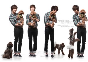 キム・ヒョンジュン（SS501マンネ）が、愛犬チョコ＆サランとともにグラビアを撮影した。