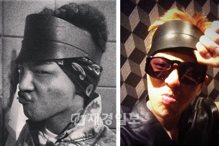 BIGBANGのG-DRAGONとSOLが、同じサンバイザーを被って同じ表情で撮ったセルフショットをそれぞれ公開し、話題となっている。写真=SOLインスタグラム、G-DRAGONツイッター