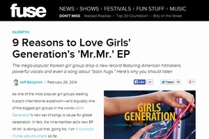 アメリカの米国音楽専門ケーブルFUSE TVが、少女時代の『Mr. Mr.』を特集記事で取り上げた。