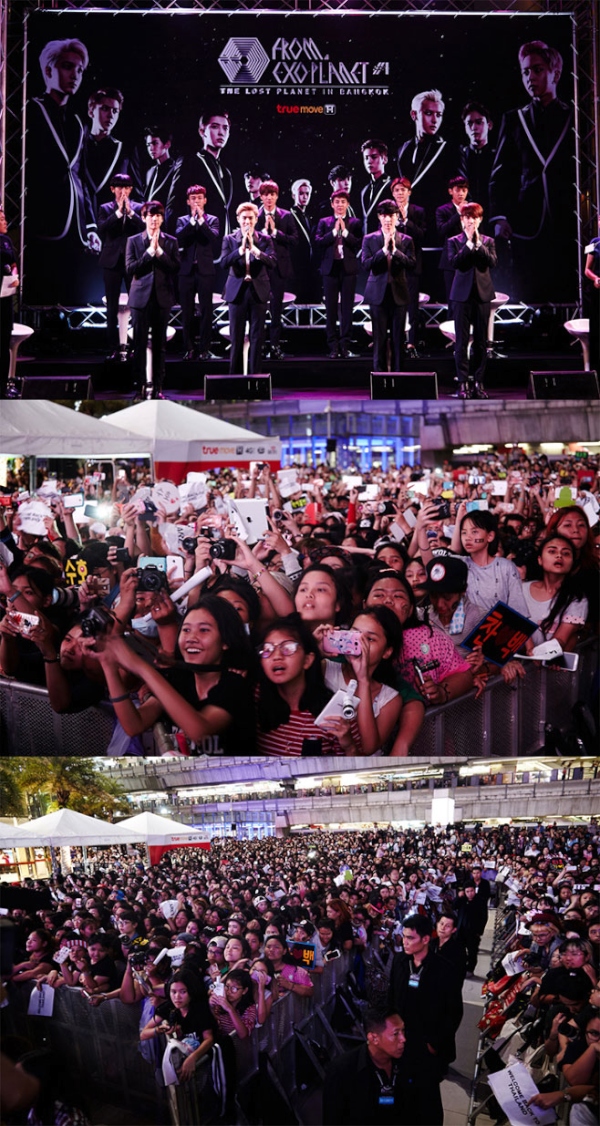 初の単独コンサートツアーで世界中のファンを魅了しているEXOが今回はタイのバンコクを訪問しその熱い人気を立証した。写真＝SMエンターテインメント